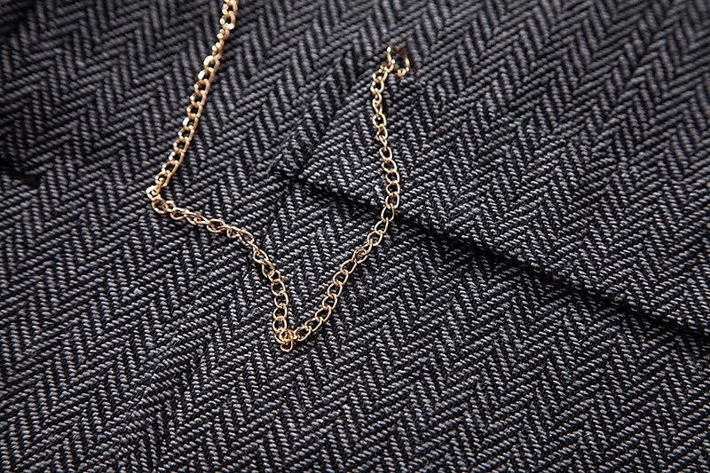 Bruin Grijs Heren Haringbeen Tweed Vest Standaard Pasvorm Notch Enkele Knopen Vijf-knopen 2025 - $37.99 –P9