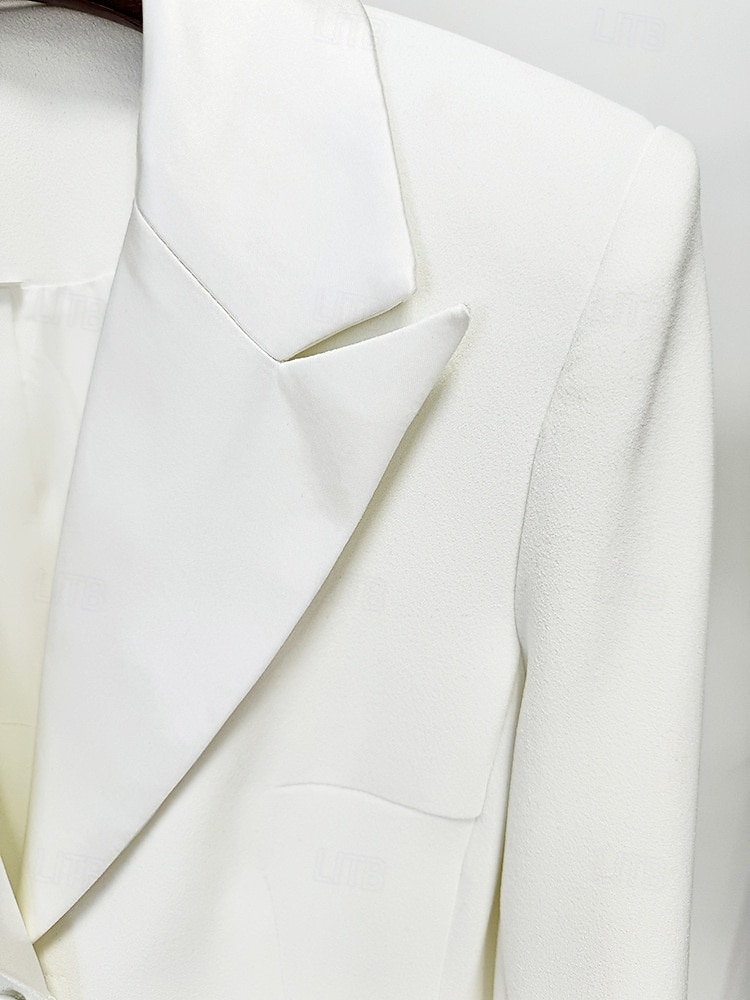 Blazer Preto e Branco A-Line Vestido de Festa Vintage Vestido de Terno Formal Casamento Comprimento do Chão Manga Longa Gola Camisa com Glitter de Strass 2025 de 2025 por $199.99 –P6