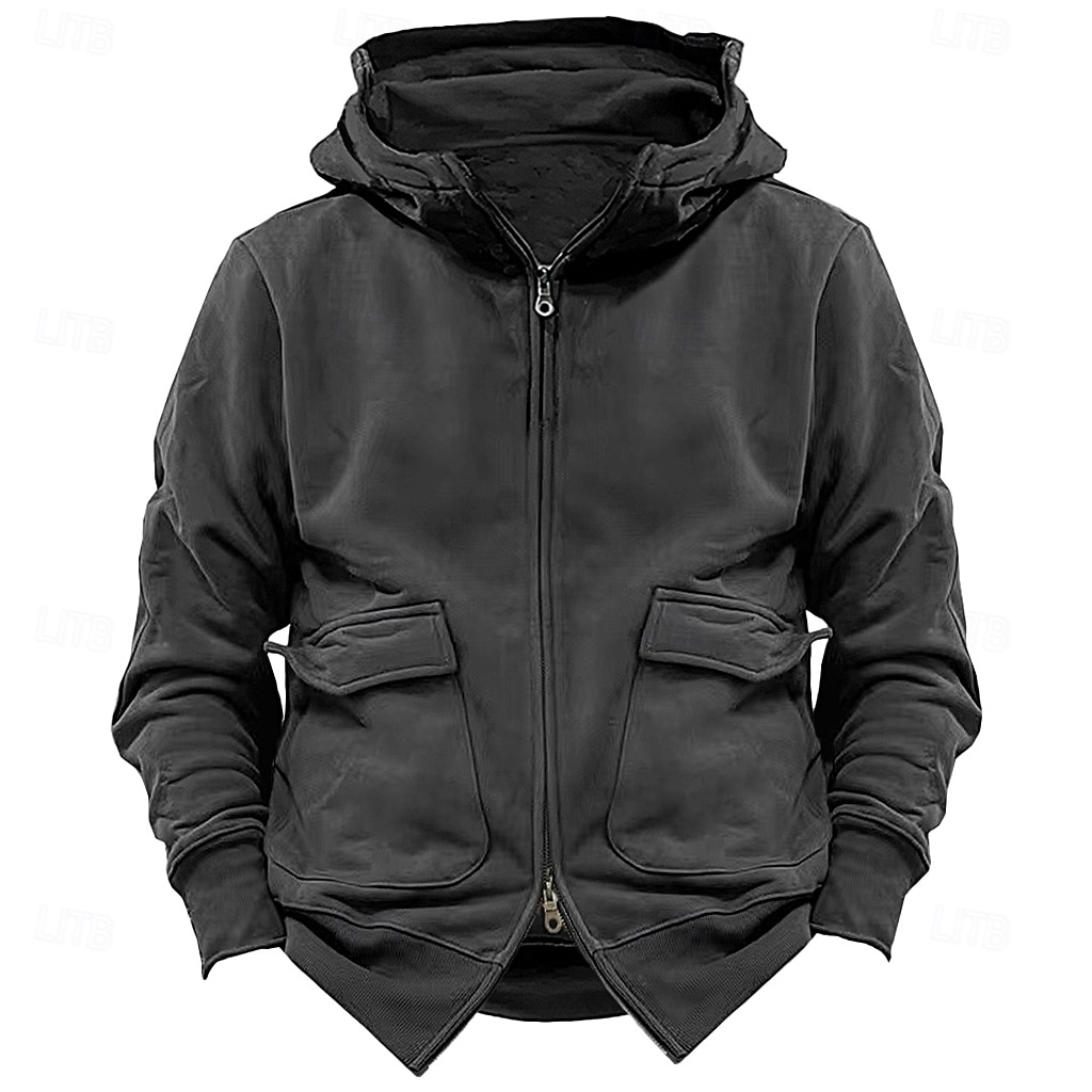 Bărbați Hanorac cu Glugă Hanorac tactic Negru Bleumarin Kaki Gri Închis Capișon Simplu Sporturi & Exterior Sport Haine de strada non-imprimare Designer De Bază Casual Iarnă Îmbrăcăminte Hanorace 2025 - $39.99 –P2