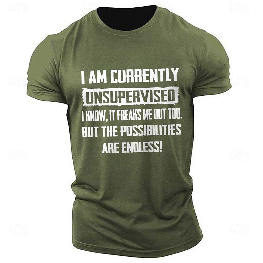 Ανδρικό T-Shirt κοντό μανίκι - "Αυτή τη στιγμή δεν έχω επιτήρηση οι δυνατότητες είναι ατελείωτες" αστείο γραφικό T-Shirt χιουμοριστική μπλούζα ζωής 2025 - $15.99 –P1