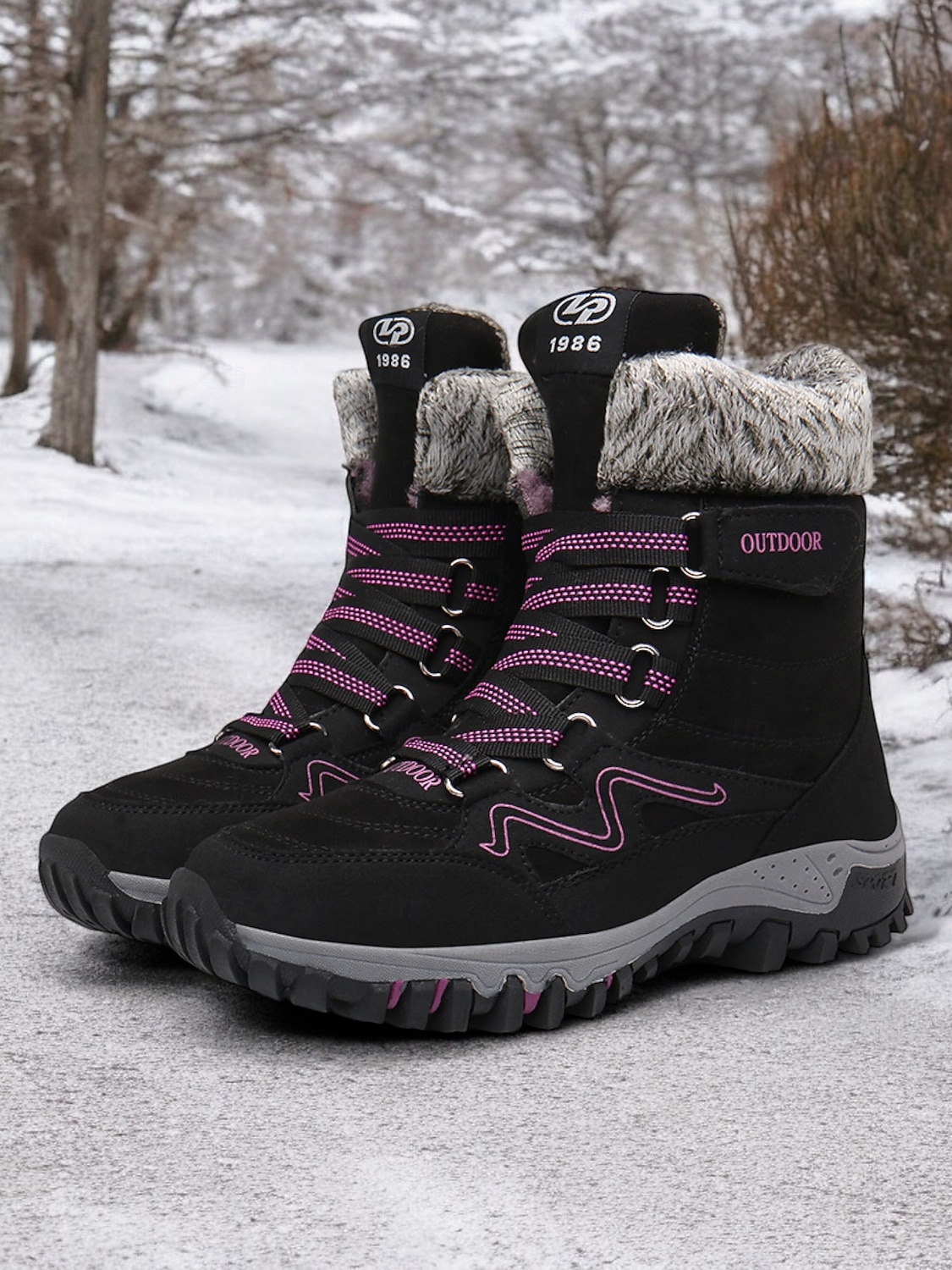 botas de caminhada de inverno femininas à prova d'água - botas de neve com cadarço e isolamento com gola de pele sintética para aventuras ao ar livre de 2025 por $59.99 –P6
