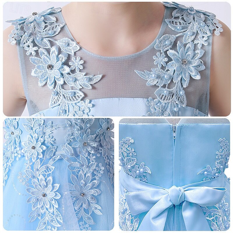 Vestido para Meninas das Flores Crianças Para Meninas Vestido de princesa Espetáculo Casamento Festa Elegante Lindo Com Transparência Côr Sólida Sem Manga Gola Redonda Branco Rosa 4 anos + de 2025 por $40.99 –P5
