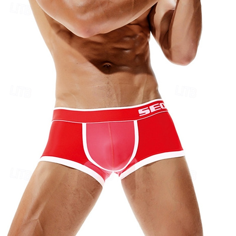 Herren 1 pc Unterwäsche Boxer Boxer-Shorts Patchwork Nylon Atmungsaktiv Weich Komfortabel Farbblock Buchstabe Mittlere Hüfthöhe Schwarz Rote 2025 - $10.49 –P9