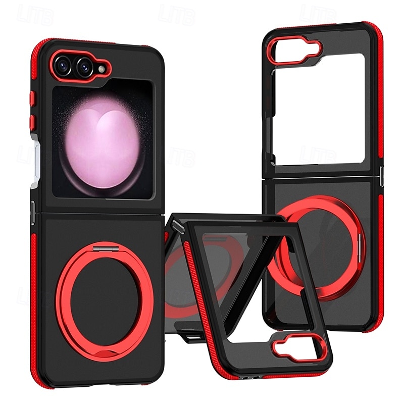 טלפון מגן עבור סמסונג גלקסי Z Flip 6 Z Flip 5 כיסוי אחורי עם מעמד עמיד בזעזועים רטרו PC סיליקון 2025 - $25.99 –P5