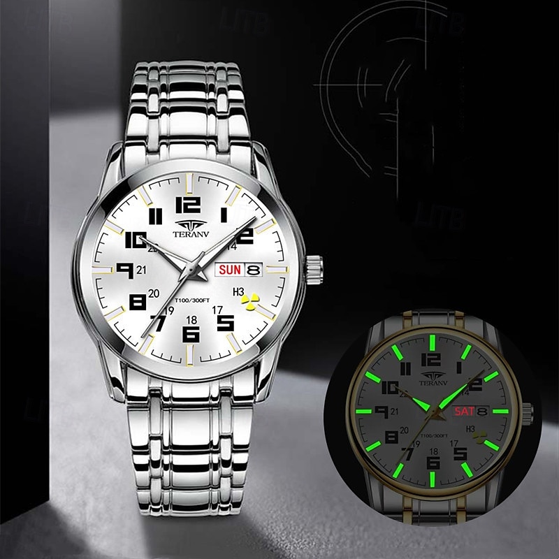 1 pz nuovo acciaio inossidabile con orologio da uomo digitale calendario settimanale display moda tendenza vita viaggio luminescente tempo libero sport affari orologio regalo di compleanno regalo di del 2025 a $22.99 –P7