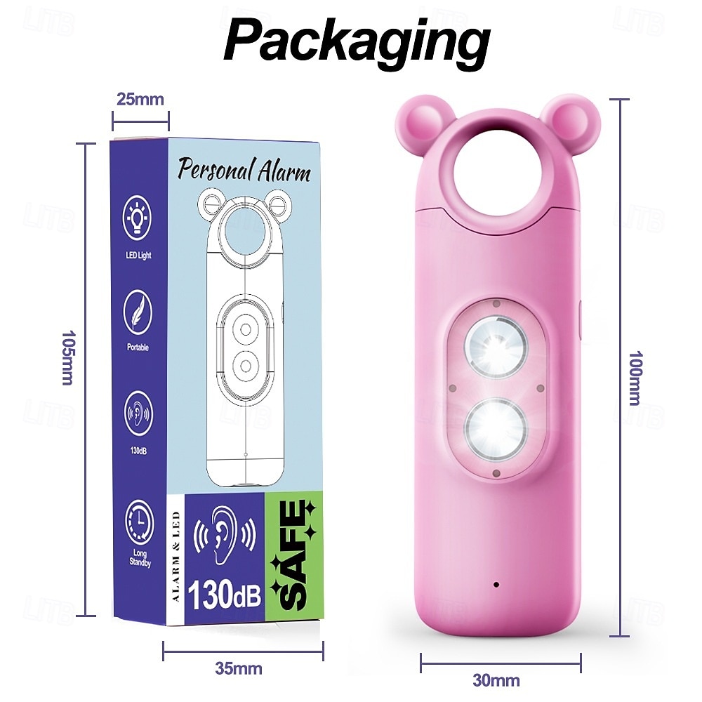 Personal Alarm Safe Sound 130dB USB Rechargeable Self Siren Security Alarms Safety Devices For Women Elderly With Alert Panic Button LED 2025 - $23.99 –P7