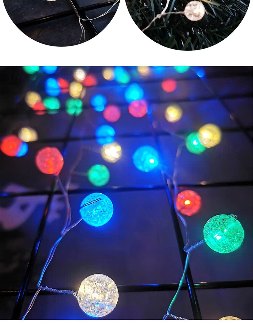 3 m-es 100 led akkumulátoros tündérgömb lámpák, vízálló kültéri golyósoros fényfüzér karácsonyfára, kertre, karácsonyi dekorációra 2025 - $25.99 –P3