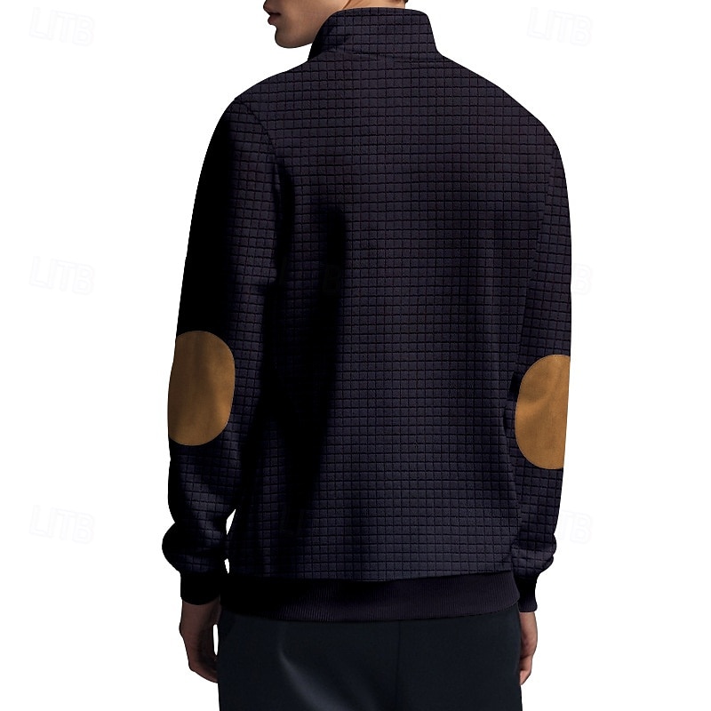 Per uomo Maglia Felpa con zip corta Nero Bianco Blu marino Grigio chiaro Grigio scuro Mezza zip Blocco di colori Tasca Frontale Testurizzato Sport & Outdoor Quotidiano Ferie Poliestere Streetwear del 2025 a $28.99 –P19