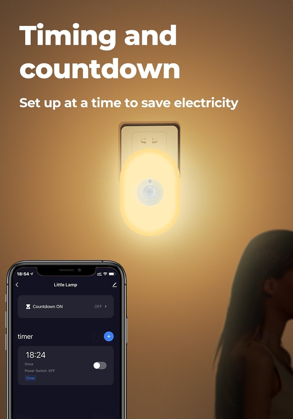 tuya wifi lit human body induction mała lampka nocna multi-gear ściemnianie domowe lampka nocna kontrola lampka sypialna kompatybilna z alexa google home 2025 - $31.99 –P14