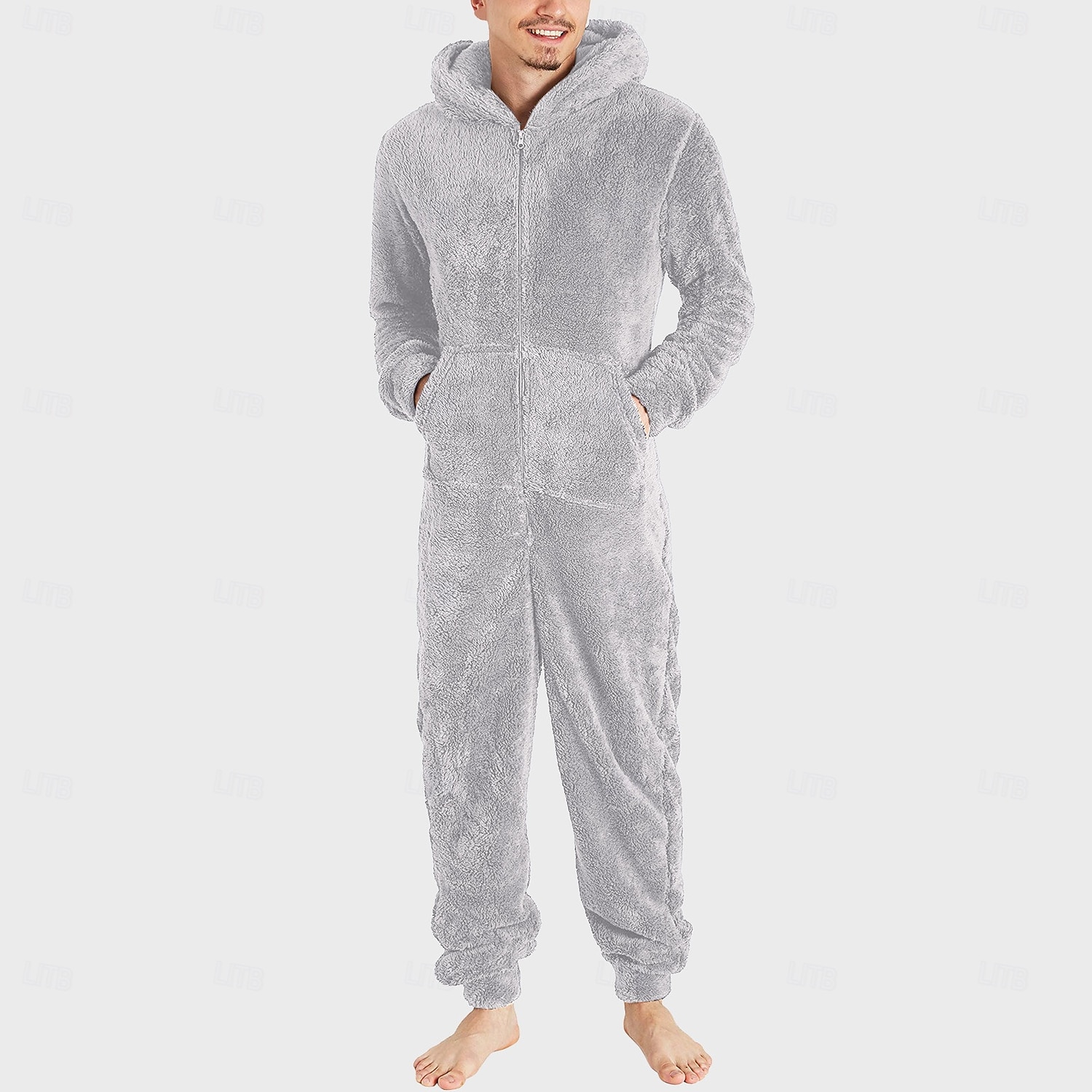 Herren Bodys Schlafanzüge Schlafanzug Set 1 PC Einfarbig Modisch Stilvoll Klassisch Heim Täglich Bett Polyester Komfort Weich Geschenk Kapuzenpullover Langarm Hoodie Sweatshirt Kapuze Jumpsuit Tasche 2025 - $33.99 –P1