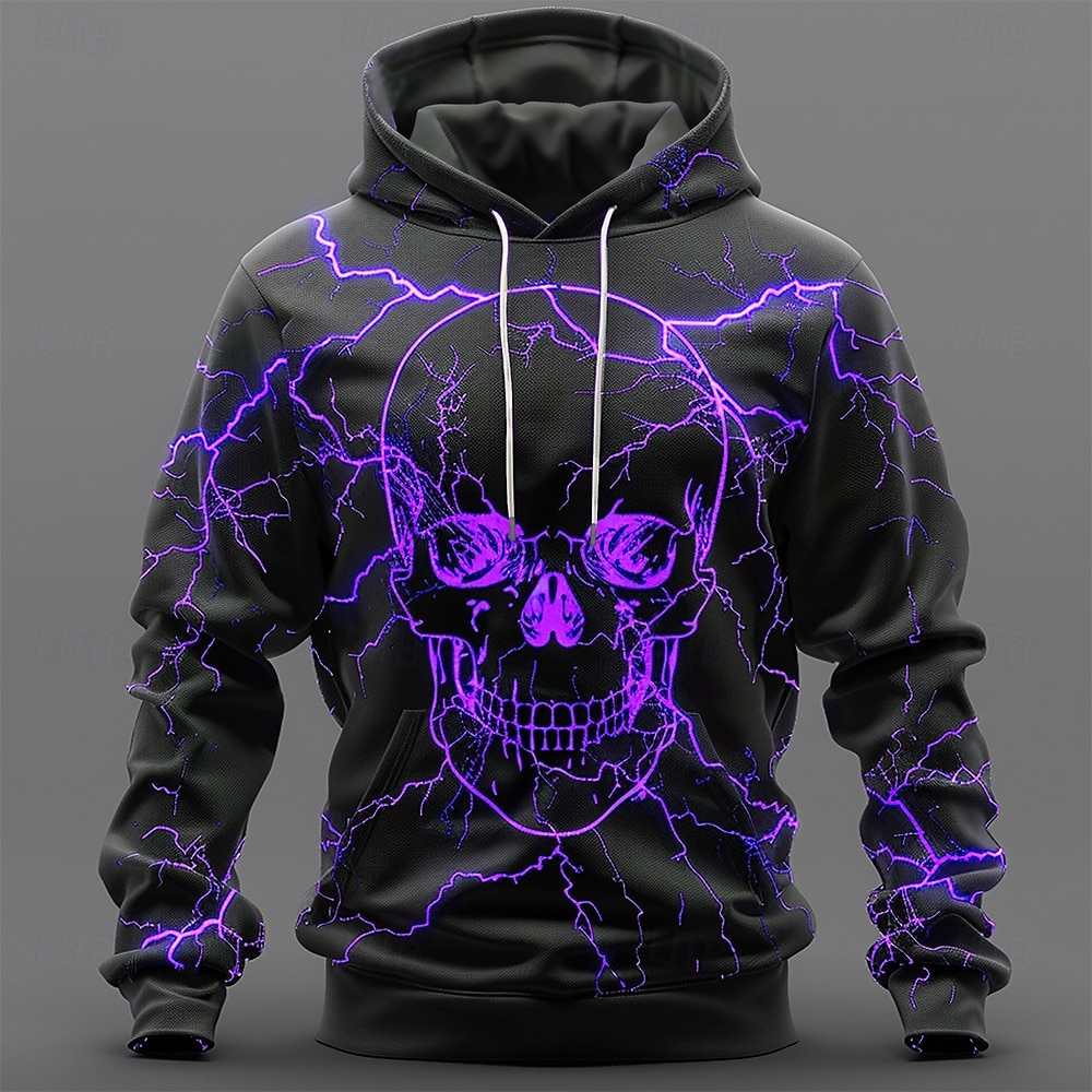 Homens Caveiras Moletons Moletom Casacos Moletom com capuz Gola Redonda Moda Impressão 3D Festa Feriado Streetwear Amarelo Roxo Com Cordão Outono Inverno Designer de 2025 por $29.99 –P5