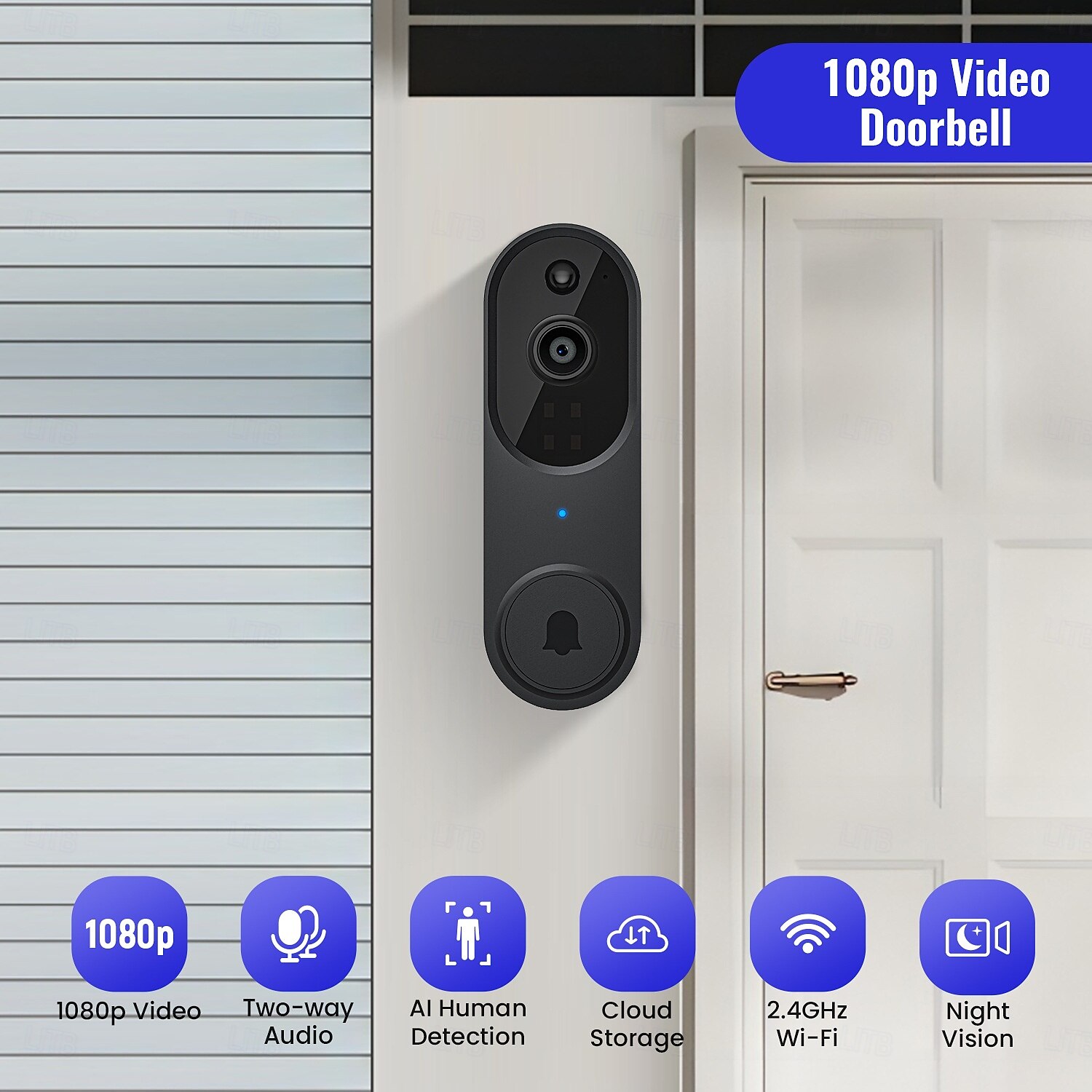 1080p video sonerie cameră inteligentă IA detecție umană vizualizare live inclusă sonerie 2,4 g wifi audio bidirecțional 2025 - $67.99 –P1
