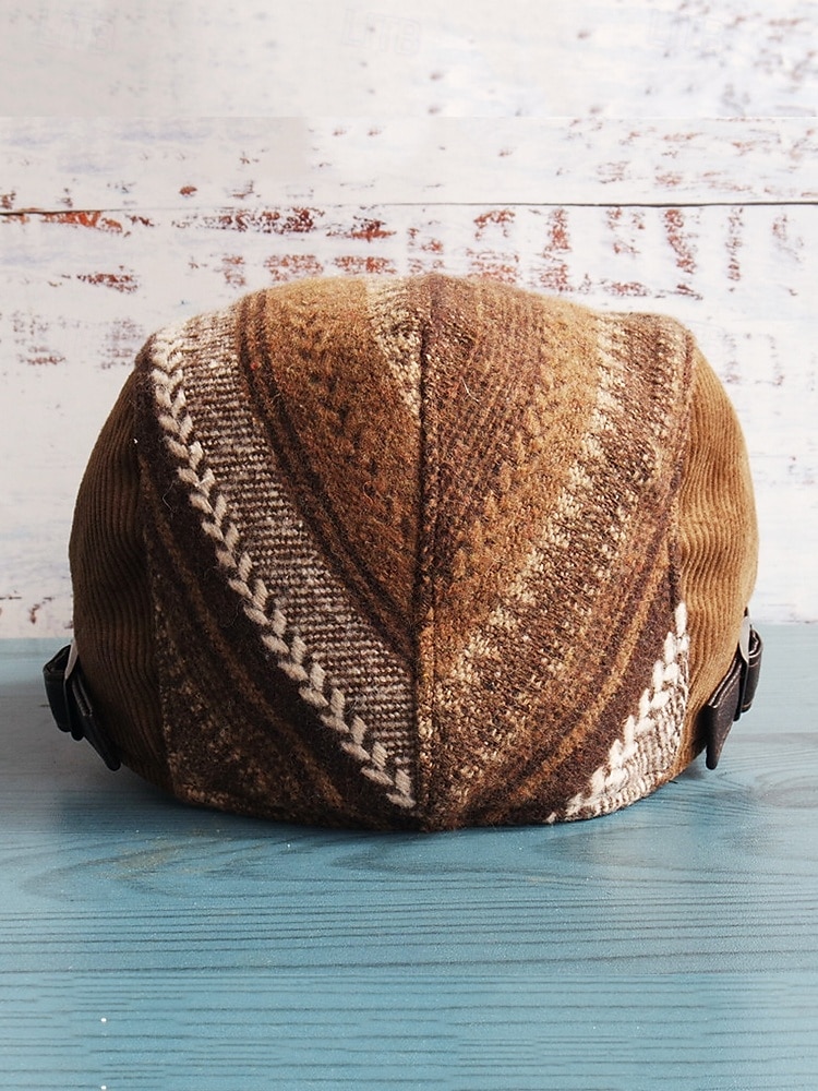 casquette à chevrons pour homme avec lanière en cuir réglable - casquette plate de style vintage, idéale pour les vêtements décontractés et les activités de plein air de 2025 ? $14.99 –P3