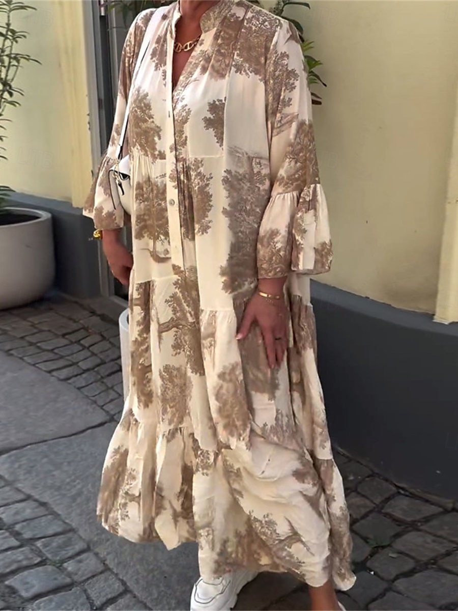 robe longue à fleurs pour femmes, col fendu, manches longues, été, printemps de 2025 ? $57.99 –P2