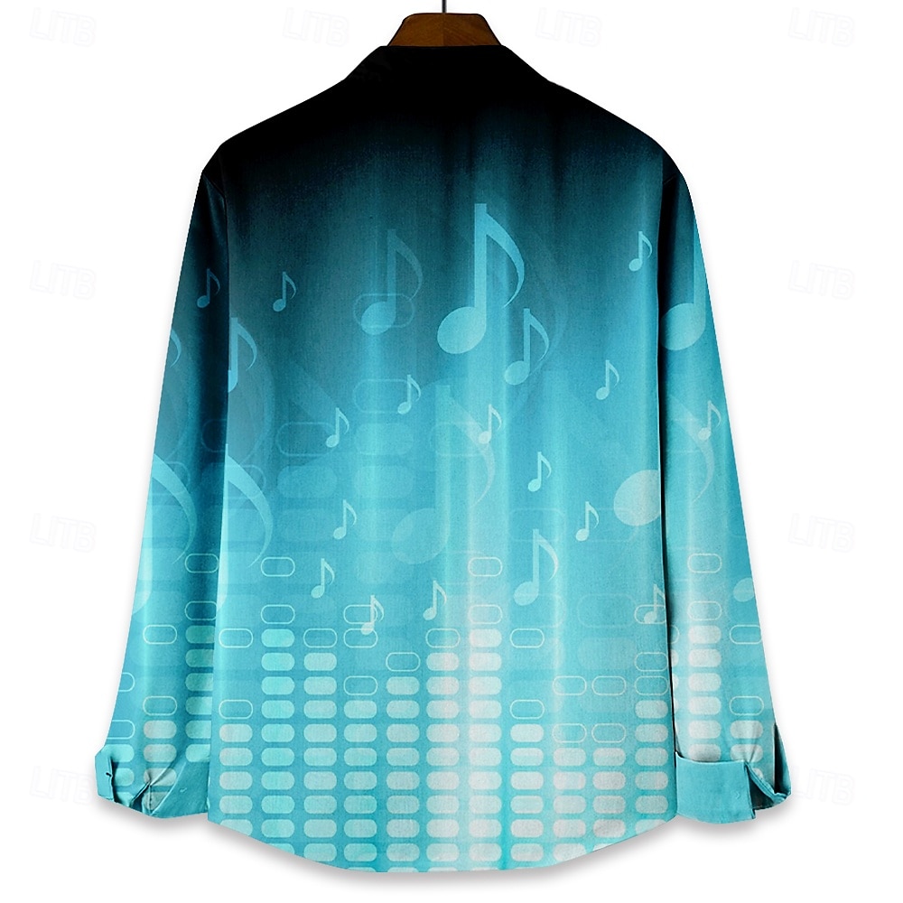 Per uomo Maestri del Consiglio Ombre Note Camicia Camicia con Bottoni Manica Lunga Casual Feste Estate Collo ripiegato Tasca Blu del 2026 a $26.99 –P2