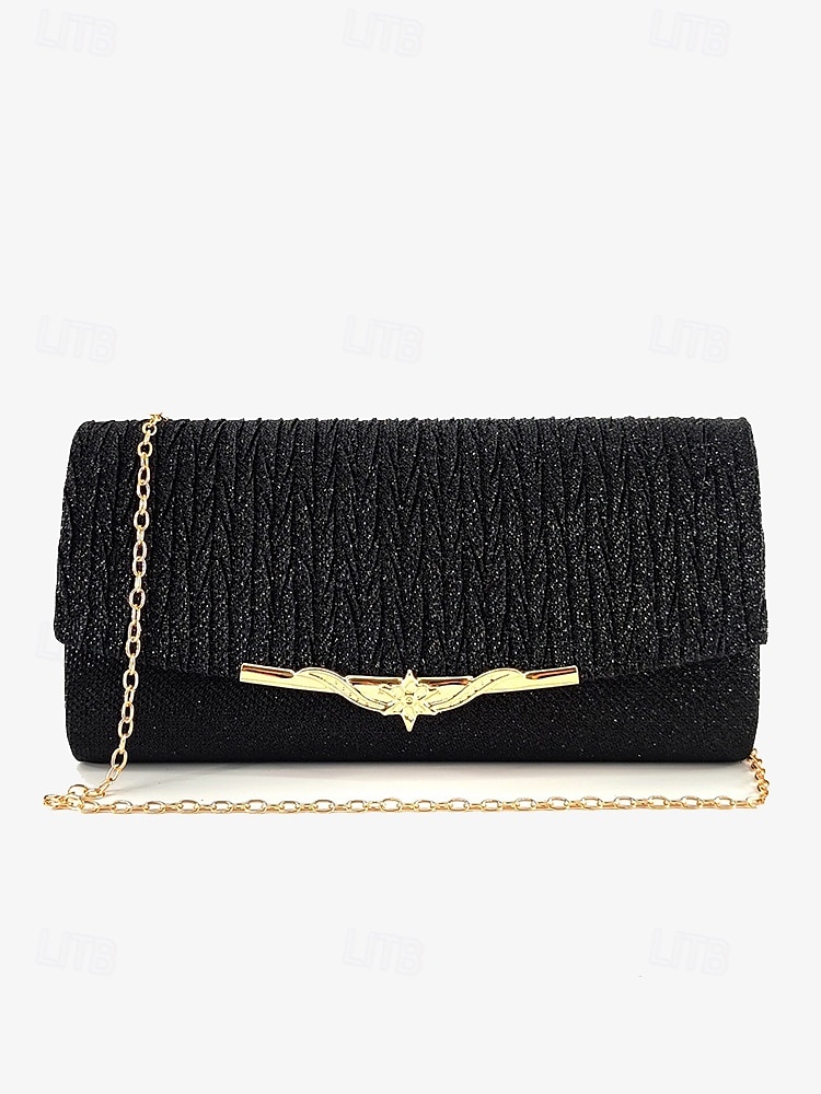 Elegant Gold Glitter Evening Clutch - Women's Party Handbag with Chain Strap and Decorative Metal Accent for Weddings and Formal Events 2025 - $19.99 –P10