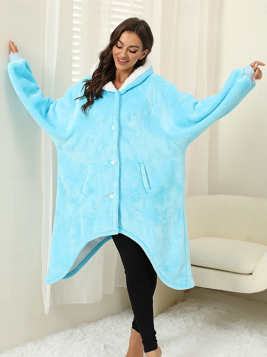 Voksne Helfarge Onesie-pysjamas Oversized hetteteppe Bærbart teppe med lomme Onesie-pysjamas Kigurumi pyjamas søt stil Til Damer og Herrer Karneval Maskerade Tegnefilm 2025 - $46.99 –P3