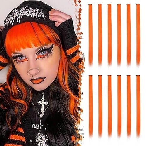 Droit Clips Cheveux Synthétiques Longue Extension des cheveux A Clipser 12 pcs Résistant à la chaleur Femme de 2025 ? $13.49 –P2