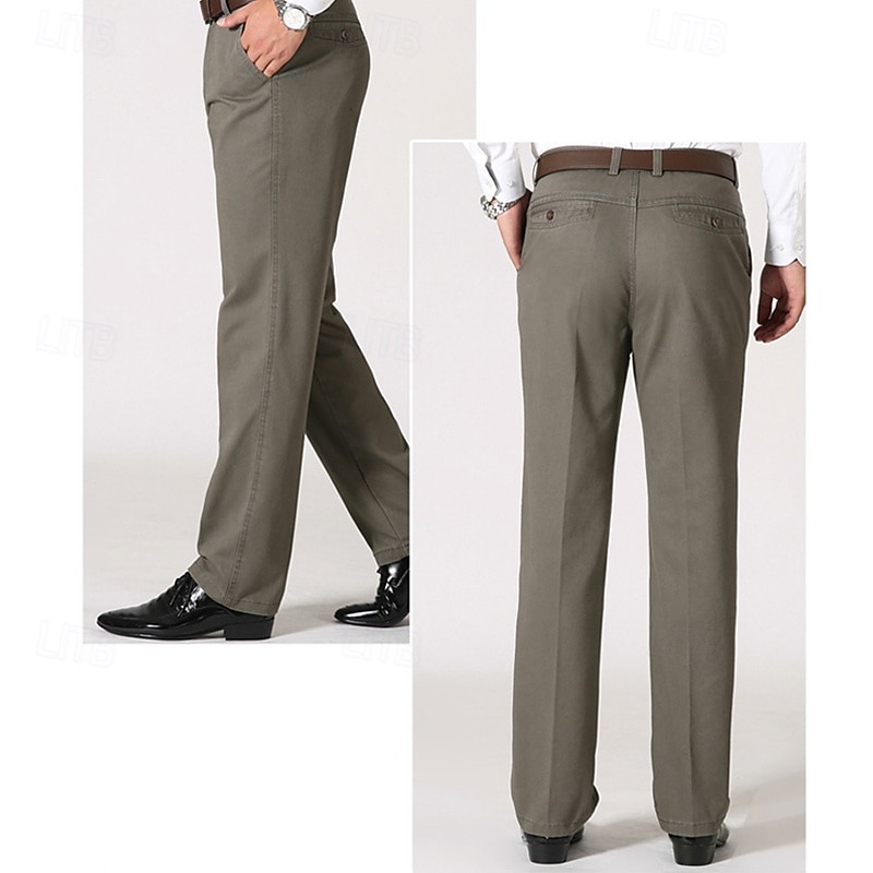 Homens Social Calças chinês Botões Bolsos Tecido Conforto Formal Festa Trabalho Moda Estilo Clássico Preto Marron Micro-Elástica de 2025 por $22.99 –P12