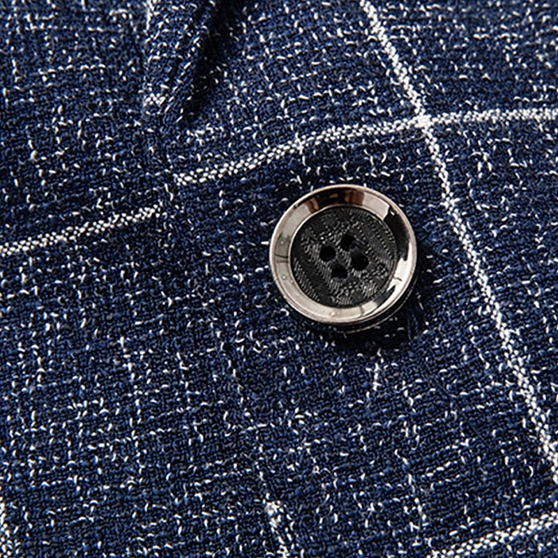 Men's Blazer Business Cocktail Party Wedding Party Fashion Casual Spring &  Fall Polyester Plaid Buttons Pocket Comfortable Single Breasted Blazer Black White Navy Blue Gray 2025 - $58.99 –P4