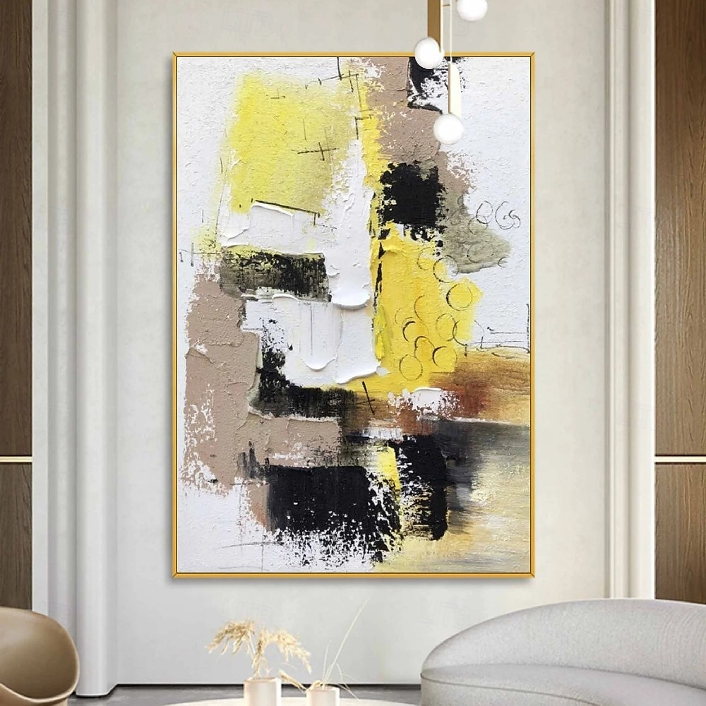 White Gray Yellow Textured Painting Large Colorful Abstract Painting Texture Abstract Painting Colorful Knife Painting Hand-painted Abstract Art Large Canvas Art Boho Decor 2025 - $116.99 –P1