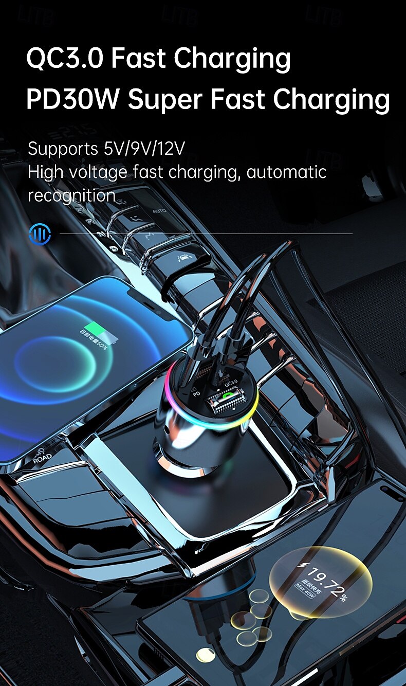 FM Transmitter With Car MP3 Player Fast Charging QC 3.0 Hand-free Call Dual PD Charger Bluetooth 2025 - $43.99 –P3