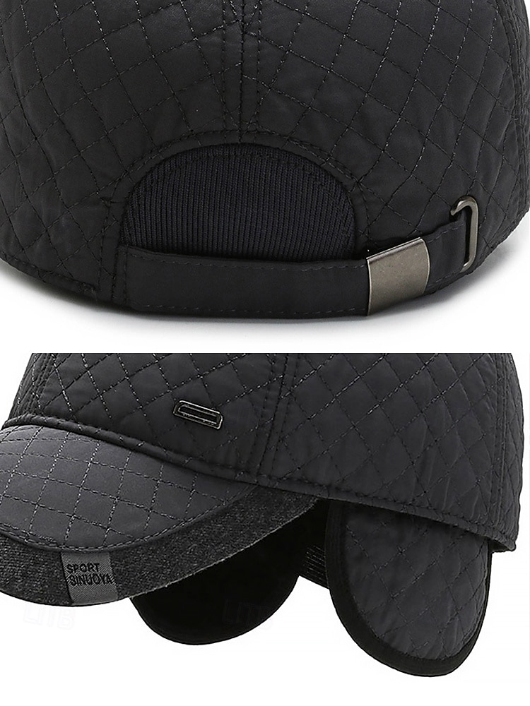 Gesteppte Winter-Baseballmütze mit Ohrenklappen für Herren – warme, wasserdichte Outdoor-Mütze in Schwarz, Marineblau und Dunkelgrau 2025 - $14.99 –P5