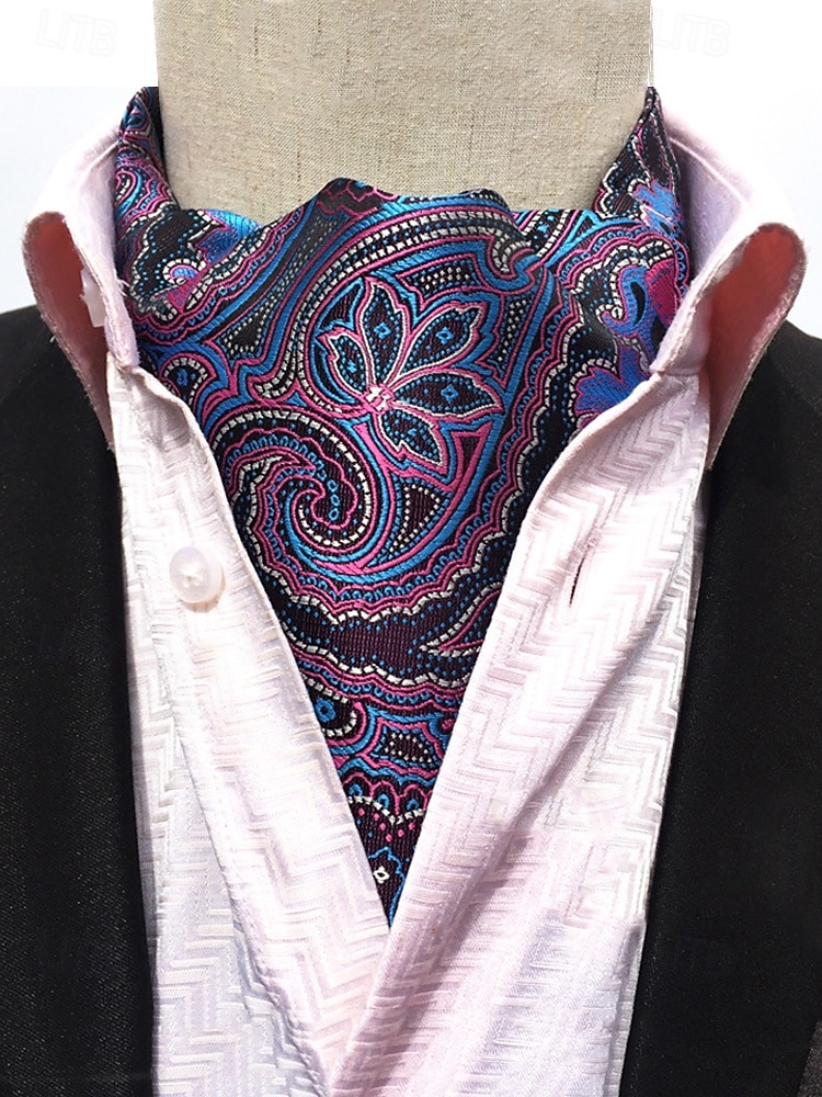 cravatta ascot paisley da uomo - elegante cravatta in finta seta per occasioni formali, matrimoni e feste - cravatta con motivo floreale vintage del 2026 a $18.99 –P1