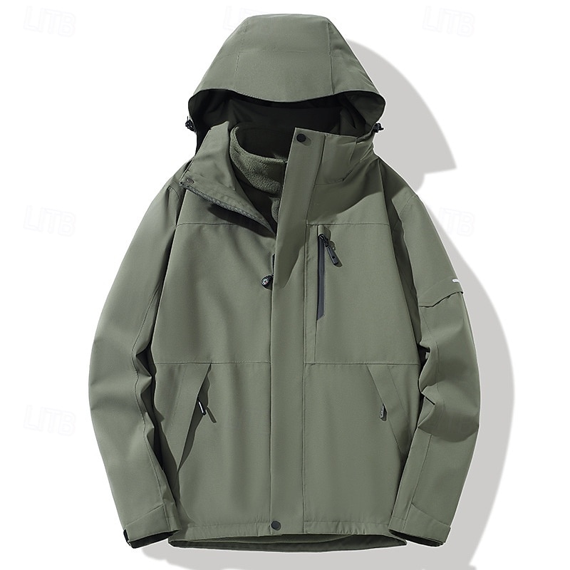Herren Wanderjacke 3-in-1-Jacken wandern Draussen Wasserdicht Windundurchlässig Warm Reißverschluß vorne Vliesjacken Voller Reißverschluss Camping / Wandern / Höhlenforschung Schwarz Elfenbein Rot 2025 - $113.99 –P2