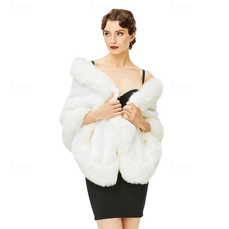scialle in pelliccia sintetica per donna con collo sciarpa avvolgente mantello da sera in pelliccia sintetica per cappotto invernale del 2025 a $44.99 –P1