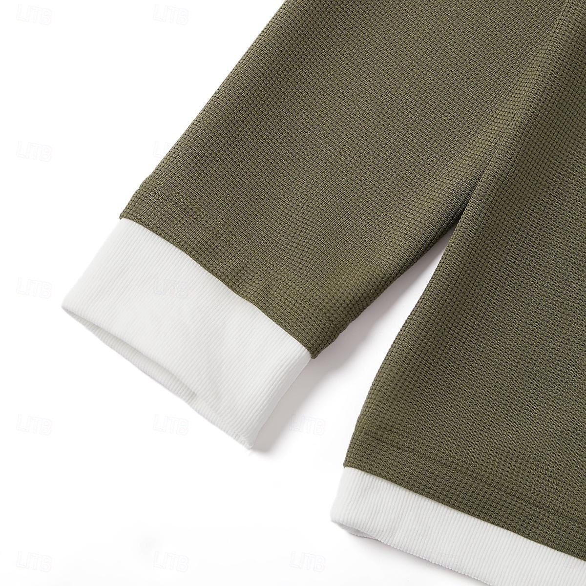 Per uomo Maglietta Waffle Maglietta con Zip a Quarti Maglietta Camicia a Maniche Lunghe Manica Lunga Girocollo Primavera & Autunno Blocco di colori Moda Designer Essenziale Cerniera Finto due pezzi del 2025 a $28.99 –P12