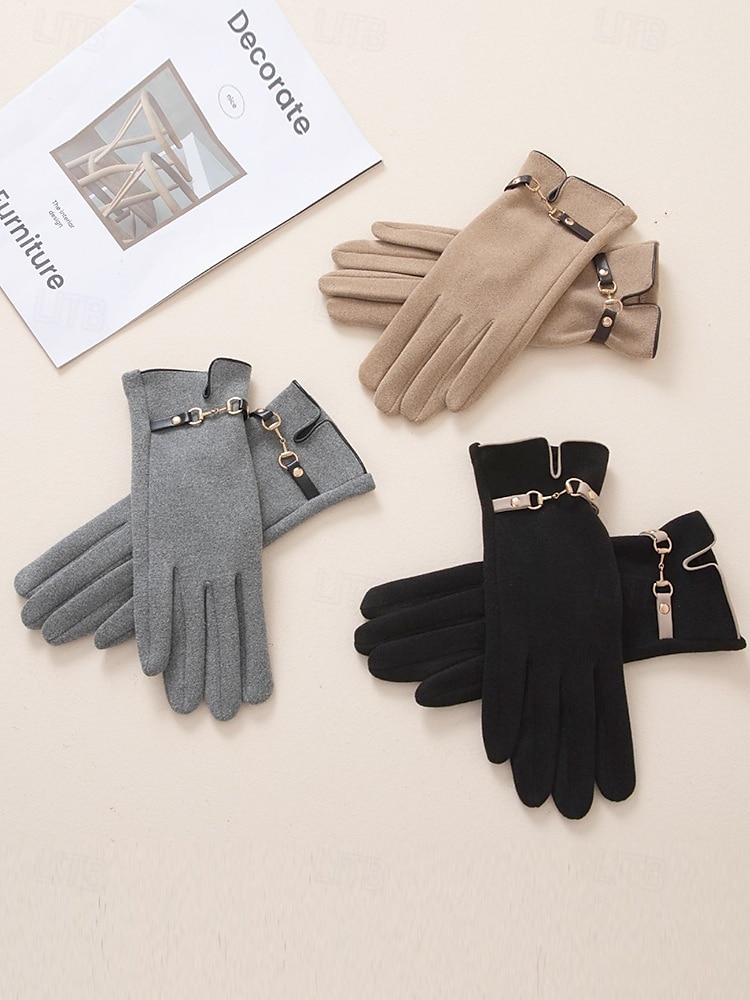 Damen-Winterhandschuhe mit elegantem Metallakzent - warmes und stylisches Wollmisch-Design für kaltes Wetter 2025 - $11.99 –P5