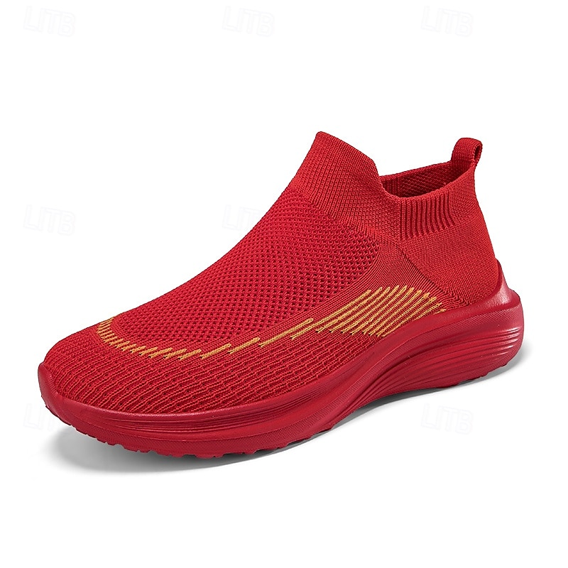 sneakers slip-on rosse leggere da uomo | tomaia in flyknit traspirante con suola comoda per attività casual e sportive del 2025 a $32.99 –P2