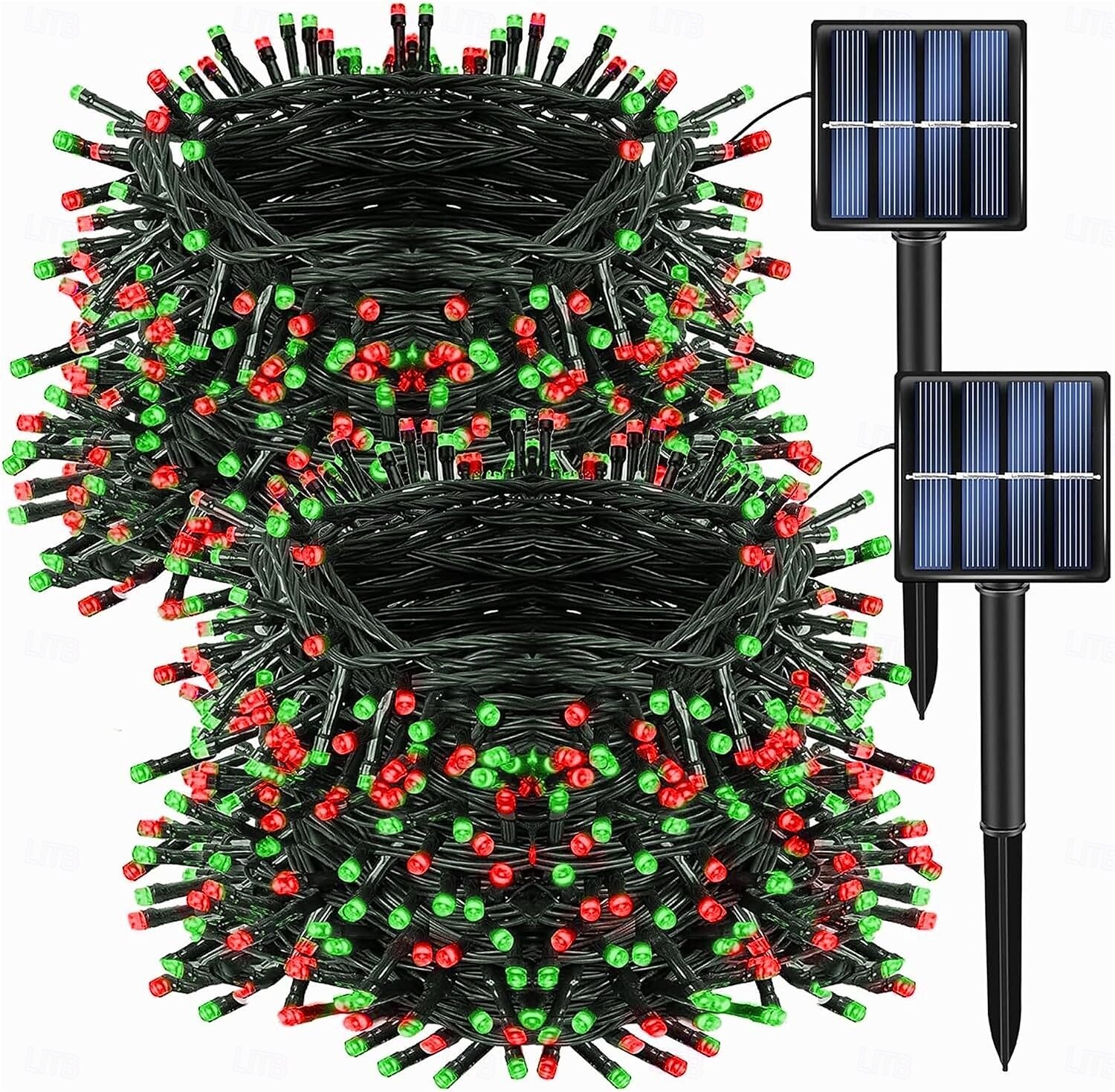2 stk 10m 100led solcellelys – røde og grønne vanntette utendørs lysstrenger til jul gårdsplass hage balkong gjerde juletre festlig atmosfære dekorativ lysstreng 2025 - $22.99 –P7