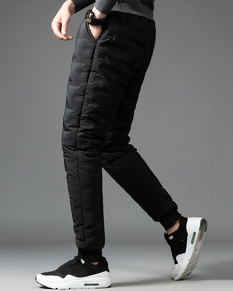 Men's Sherpa Fleece Pants Sweatpants Joggers Trousers Pocket Drawstring Elastic Waist Plain Comfort Warm Sports Outdoor Daily Fashion Casual Black 1# Black Micro-elastic 2026 - $16.49 –P11