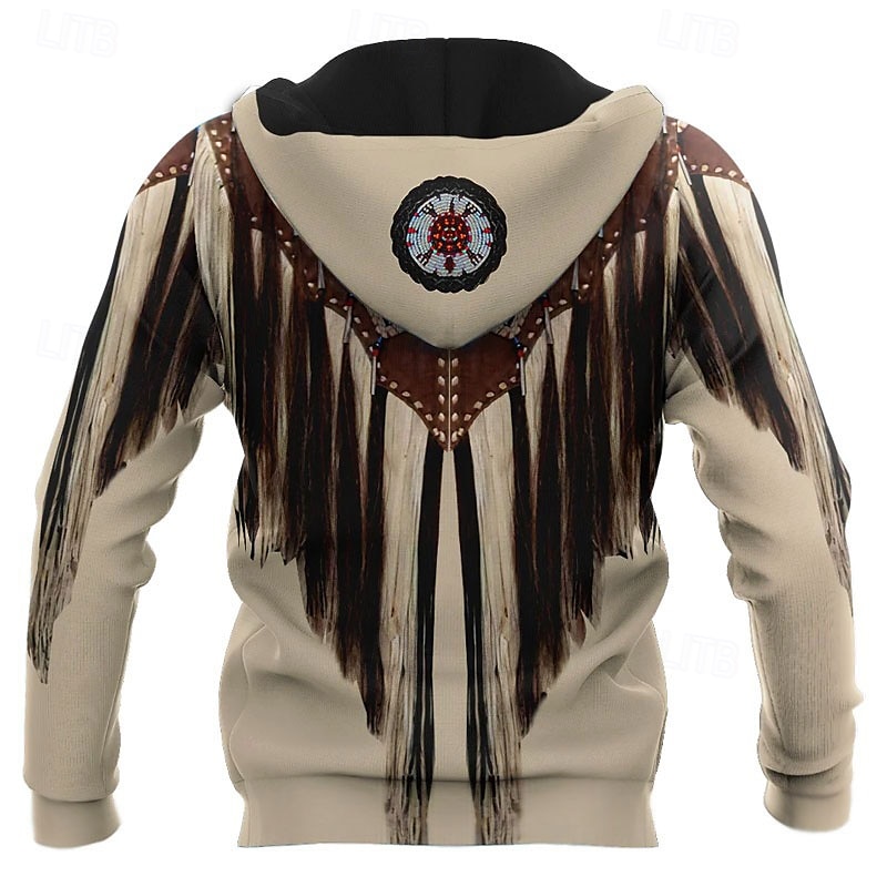 Men's Graphic Prints Hoodie Hoodies Sweatshirt Full Zip Hoodie Long Sleeve Hooded Sweatshirt Hooded Streetwear 3D Print Sports & Outdoor Daily Sports Black+Brown Black Zipper Print Spring & Fall 2025 - $33.99 –P4