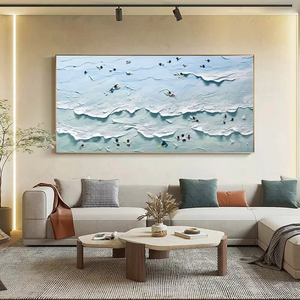 3D-Wellenmalerei, handgefertigtes blaues Ozean-Ölgemälde, zeitgenössisches Indigo-Gemälde auf Leinwand, große Kunst, Ozean-Meer-Gemälde, Wohnkultur-Gemälde, 3D-Wellen-Ölgemälde, Strandgemälde, 2025 - $116.99 –P4