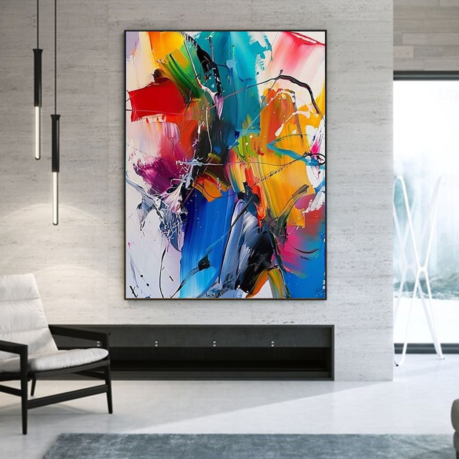handgefertigtes Ölgemälde auf Leinwand, Wandkunst, Dekoration, abstraktes Messergemälde, Meerblick rot, für die Inneneinrichtung, gerolltes, rahmenloses, unbelastetes Gemälde 2025 - $116.99 –P1