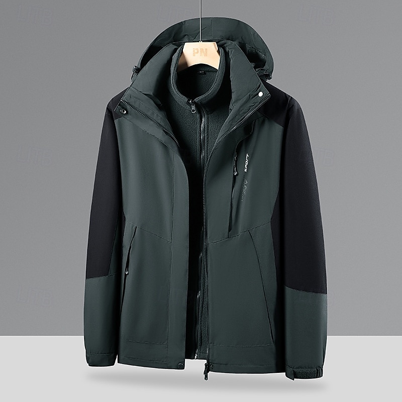 Men's Softshell Jacket Hiking Jacket Winter Outdoor Color Block Thermal Warm Sun Protection Windproof Water Resistant 3-in-1 Jacket Lightweight Jacket Windbreaker Jacket Traveling Black Red Blue Dark 2025 - $75.99 –P3