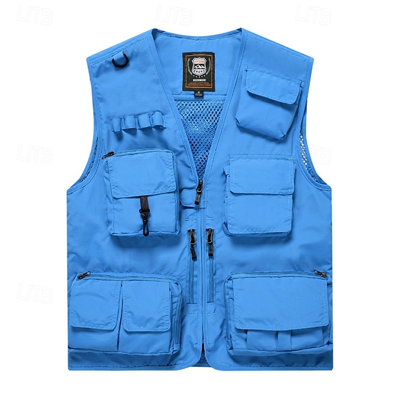 Herren Weste für Wanderer Wander-Fleeceweste Ärmellos Weste Außen Atmungsaktiv Komfortabel Mehrere Taschen Polyester Schwarz Armeegrün Rot Jagd Angeln Klettern 2025 - $29.99 –P10