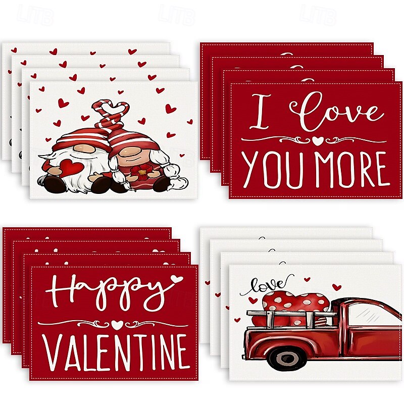 Valentine's Day Placemats Set of 4 Romantic and Decorative Table Mats Featuring Heart or Rose Patterns Durable and Heat-Resistant Perfect for Adding a Touch of Love to Your Dining Table Decor 2025 - $14.49 –P2