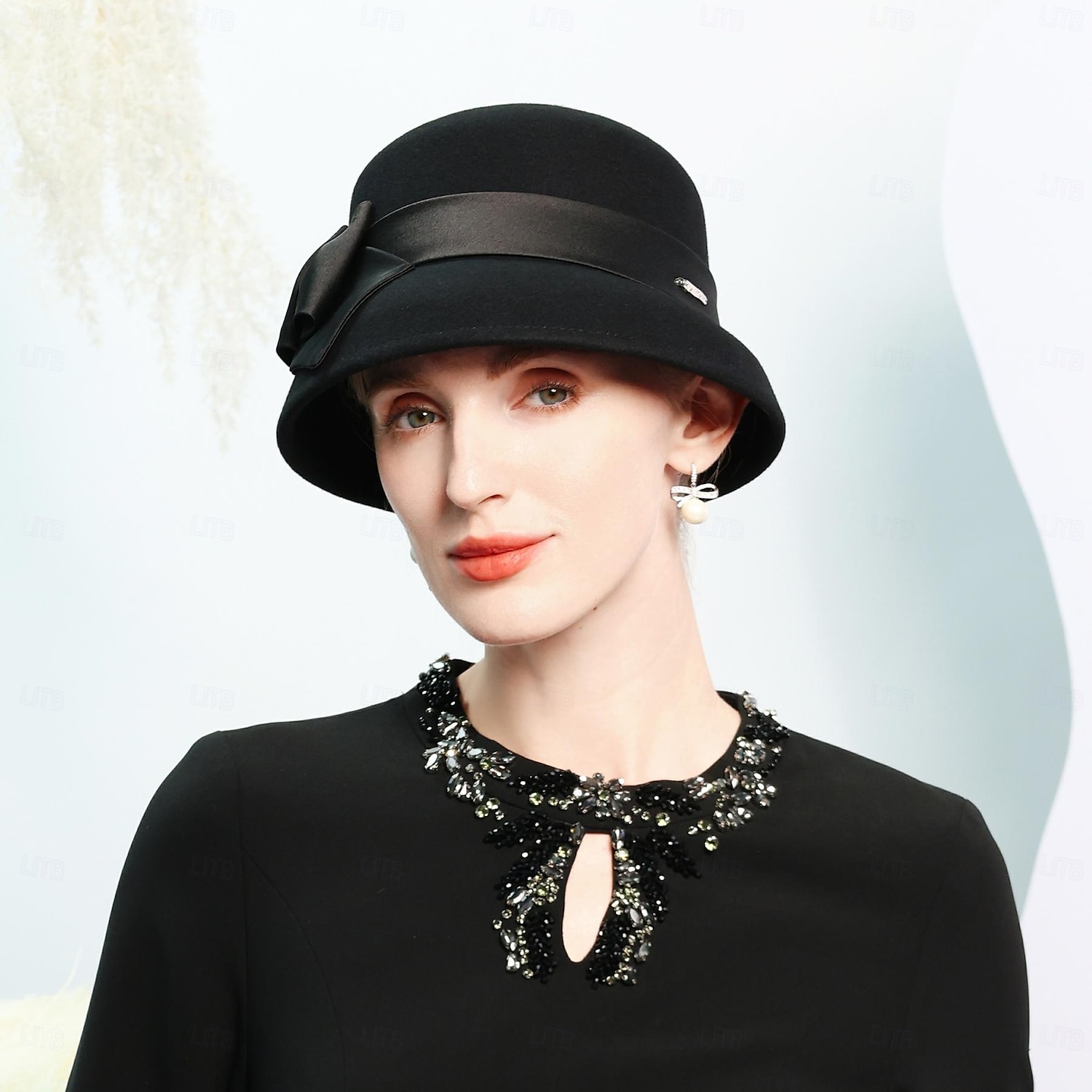 Czapki 100% wełna Melonik Kapelusz Fedora Ślub Herbaciane przyjęcie Elegancja Ślub Z Kokarda Czysty Kolor Winieta Nakrycia Głowy 2026 - $46.99 –P10