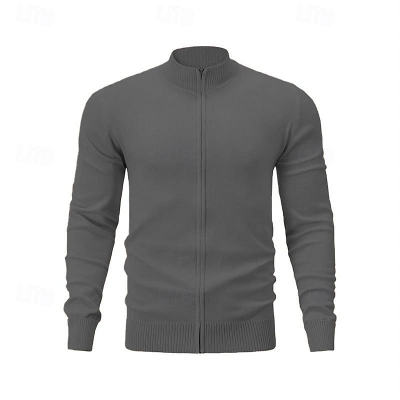 Herren Strickjacke Reißverschluss-Pullover Strickpullover Gerippt Stricken Normale Oberteile Reißverschluss Einfarbig Stehkragen Mode Klassisch Urlaub Alltagskleidung Bekleidung Herbst Winter Frühling 2026 - $36.99 –P6