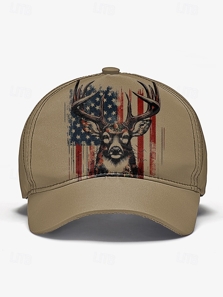 Men's Adjustable Baseball Cap with Patriotic Deer Print and American Flag Design - Outdoor Sports and Casual Wear Hat 2025 - $14.99 –P2