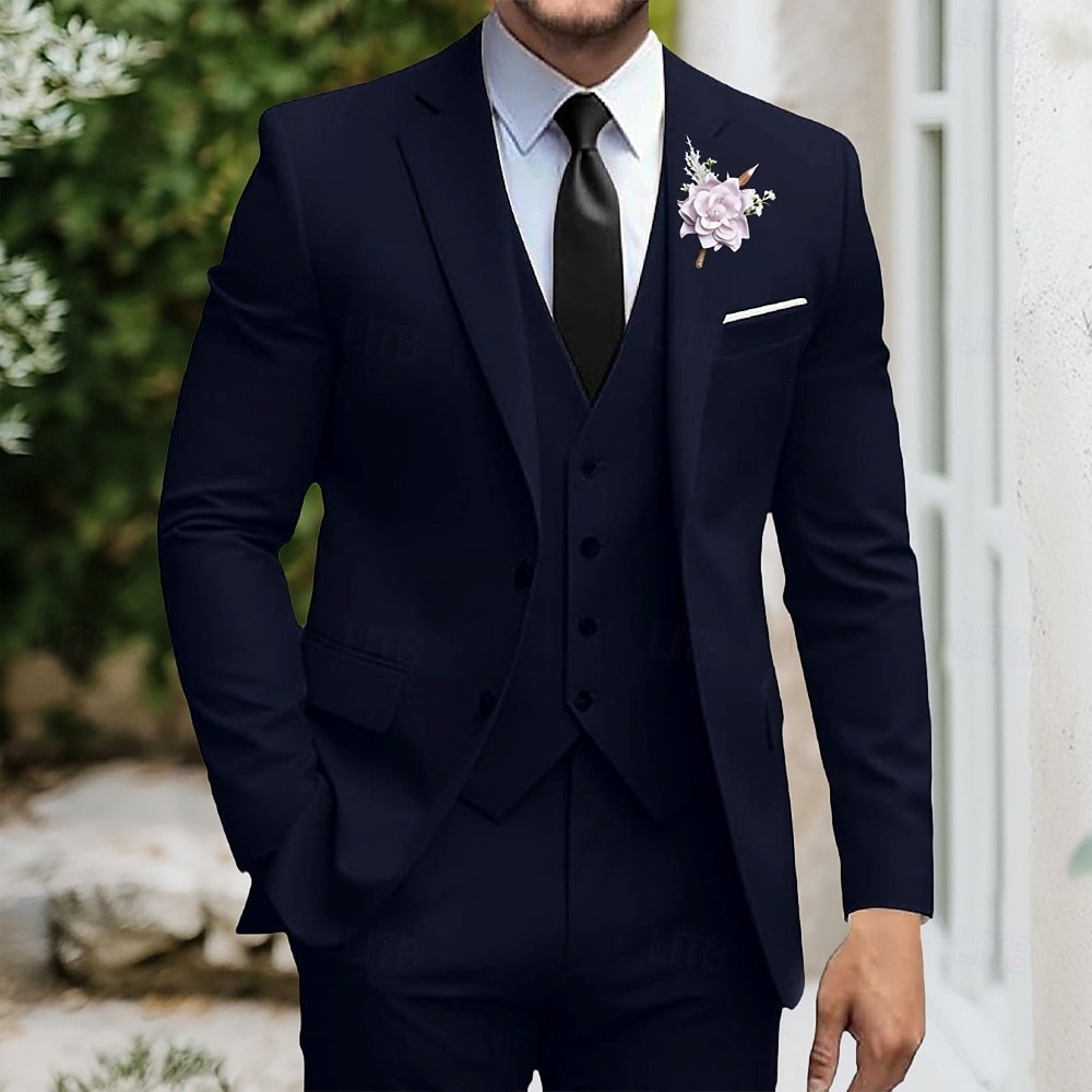 Men's Tuxedos Suits Beach Wedding Spring Wedding Yellow Sage Spring & Summer Suit Notch Lapel Dress Solid Colored Slim Fit 3 Piece Single Breasted Two-buttons 2026 - $122.99 –P7