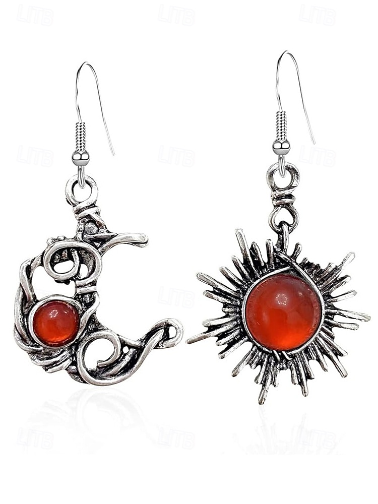 Vintage Sun and Moon Dangle Earrings - Silver-Tone Celestial Jewelry with Pearl and Crystal Accents for Women, Perfect for Boho and Casual Looks 2025 - $10.44 –P11