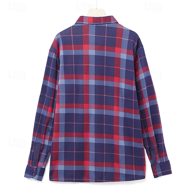 Herren Oberhemd Kariertes Hemd trachtenhemd Kragenhemd Fleece-Shirt Knopfhemd Overshirt Plaid / Karomuster Hochzeit Party A B C D Langarm Quadratischer Ausschnitt Winter Bekleidung Warm 2025 - $13.99 –P2