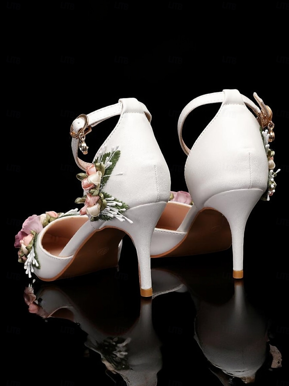 Women's White Bridal D'Orsay Stiletto Heels – Pointed Toe Wedding Pumps with 3D Floral Embellishment for Garden & Church Weddings 2026 - $59.99 –P6