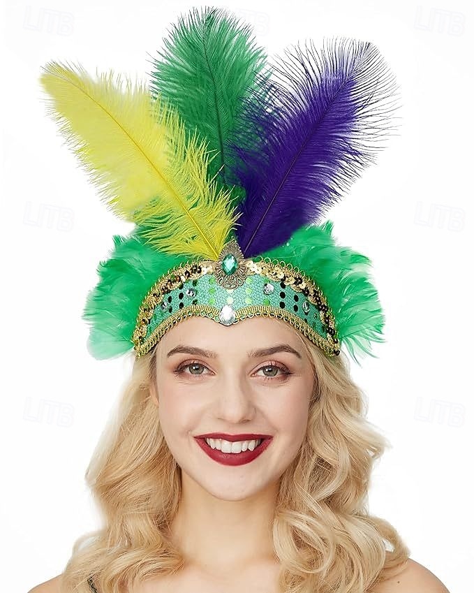 brazilský předvečer Všech svatých Čelenka Peří Dospělé Dámské předvečer Všech svatých Karneval Mardi Gras Párty Plesová maškaráda Karneval v Benátkách Jednoduché Halloweenské kostýmy Oblékněte se 2025 - $23.99 –P6