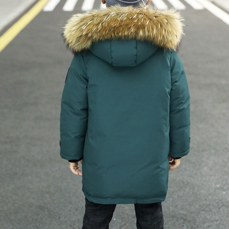 Barn Pojkar Hoodiejacka Pufferjacka Ytterkläder Ensfärgat Långärmad Ficka Täcka Utomhus Dagligen Grundläggande Svart Blå Grön Höst Vinter 4 år + 2025 - $52.99 –P5